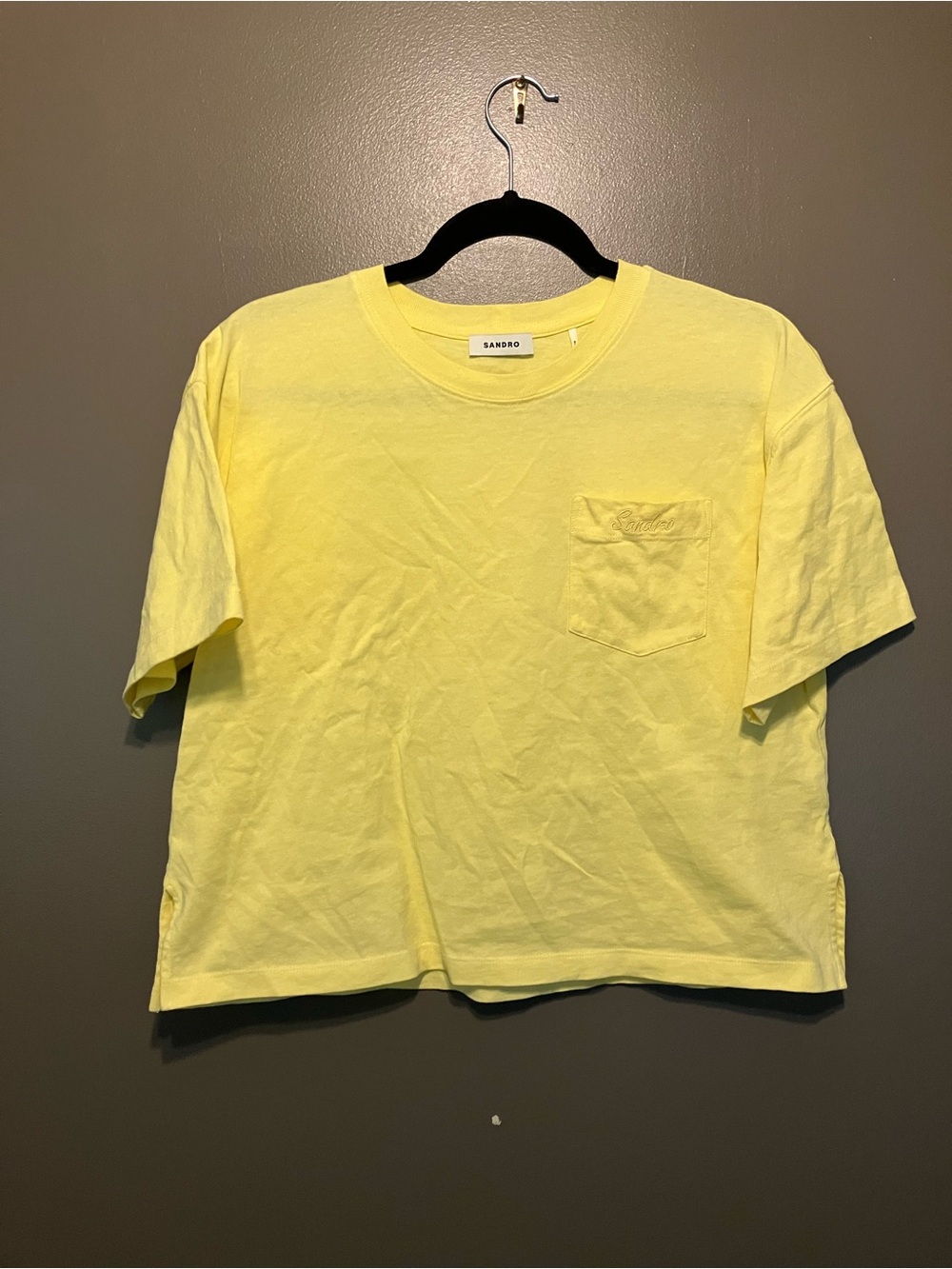 Sandro Yellow Tee with pocket logo